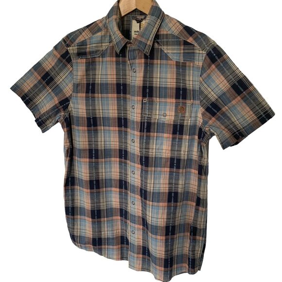 Solaris Outdoors Mens Small Snap Front Shirt Blue Plaid Short Sleeve Pocket NEW - Picture 7 of 7